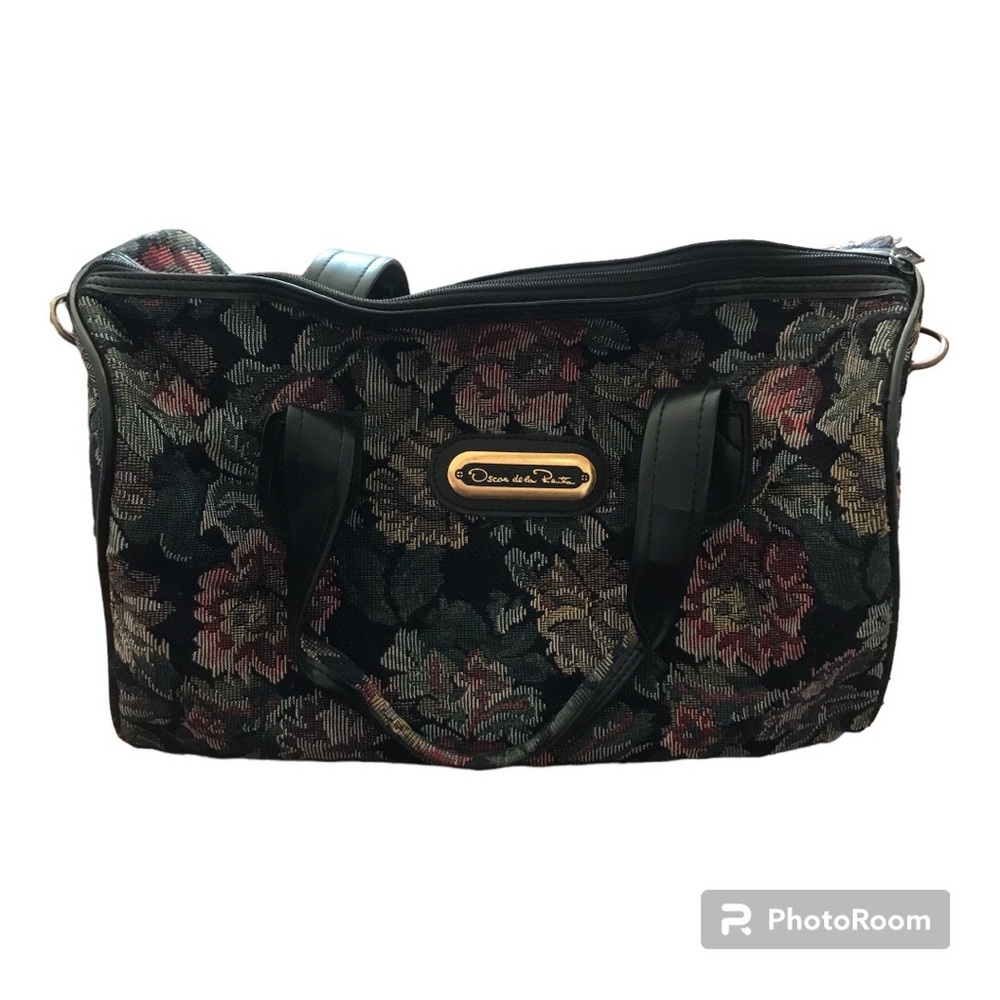Vintage Oscar de la Renta Duffle Bag Multicolor Floral 80s
